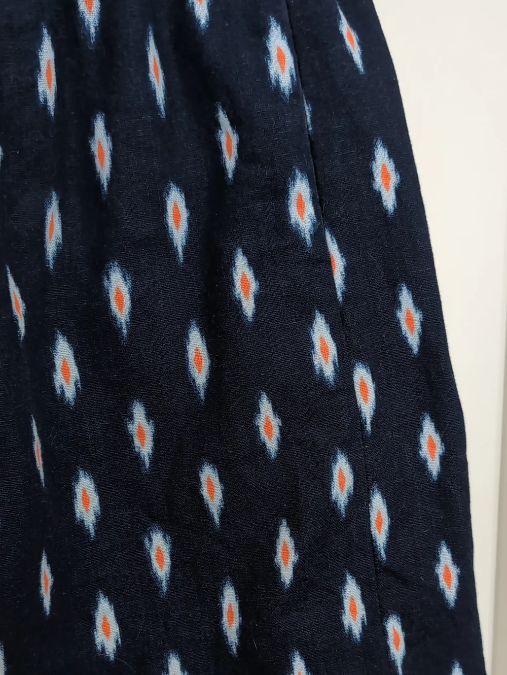 Navy Ikat Linen/Cotton Skirt - Size 2